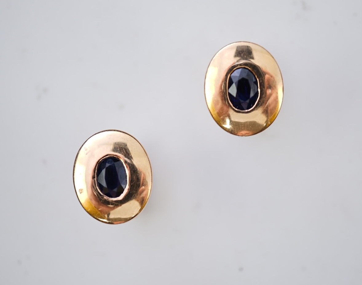 A pair of sapphire cufflinks